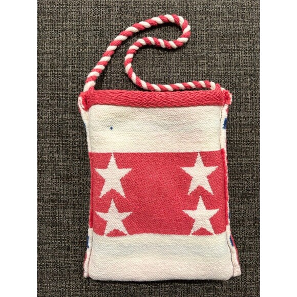 UNBRANDED Red White Blue Stars Greek Woven Vintage Hippie Tote Crossbody Bag - Picture 4 of 7